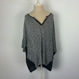Alya Black and Gray Top Heathered Sheer Pullover M